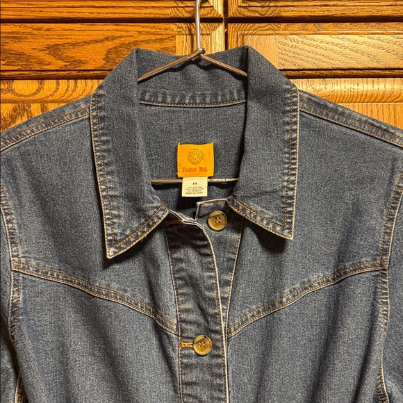 Ruby Rd. Blue Denim Shirt with Yellow Tag - Picture 3 of 4